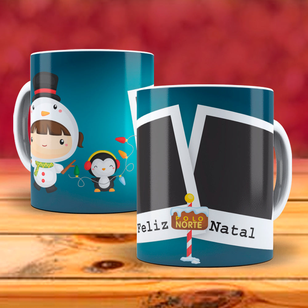 Christmas Photo Mug Sublimation PNG Bundle | Add Your Own Photo Frame Mug Wrap PNG