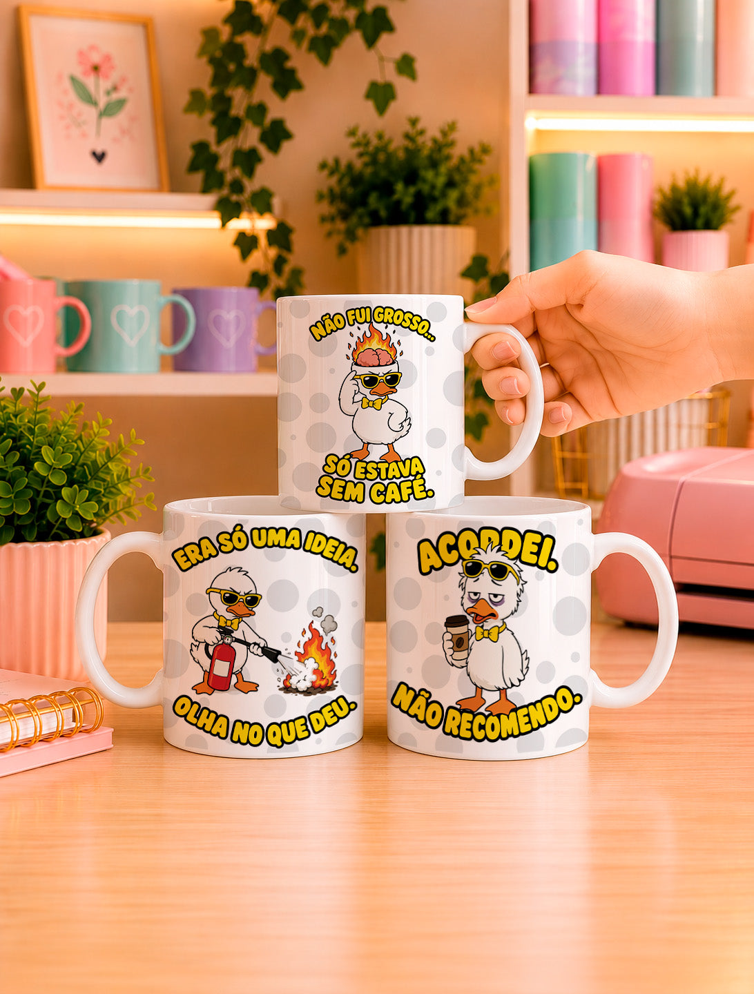 Sarcastic Duck Mug Sublimation PNG Bundle | Funny Portuguese Quotes Coffee Cup Wrap