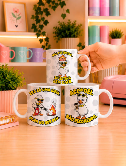 Sarcastic Duck Mug Sublimation PNG Bundle | Funny Portuguese Quotes Coffee Cup Wrap