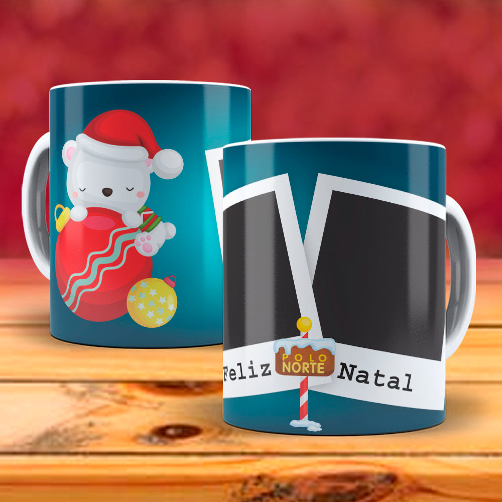Christmas Photo Mug Sublimation PNG Bundle | Add Your Own Photo Frame Mug Wrap PNG