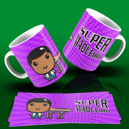 Cute Super Professions Mug Sublimation PNG Bundle | Chibi Superhero Career Coffee Cup Wrap