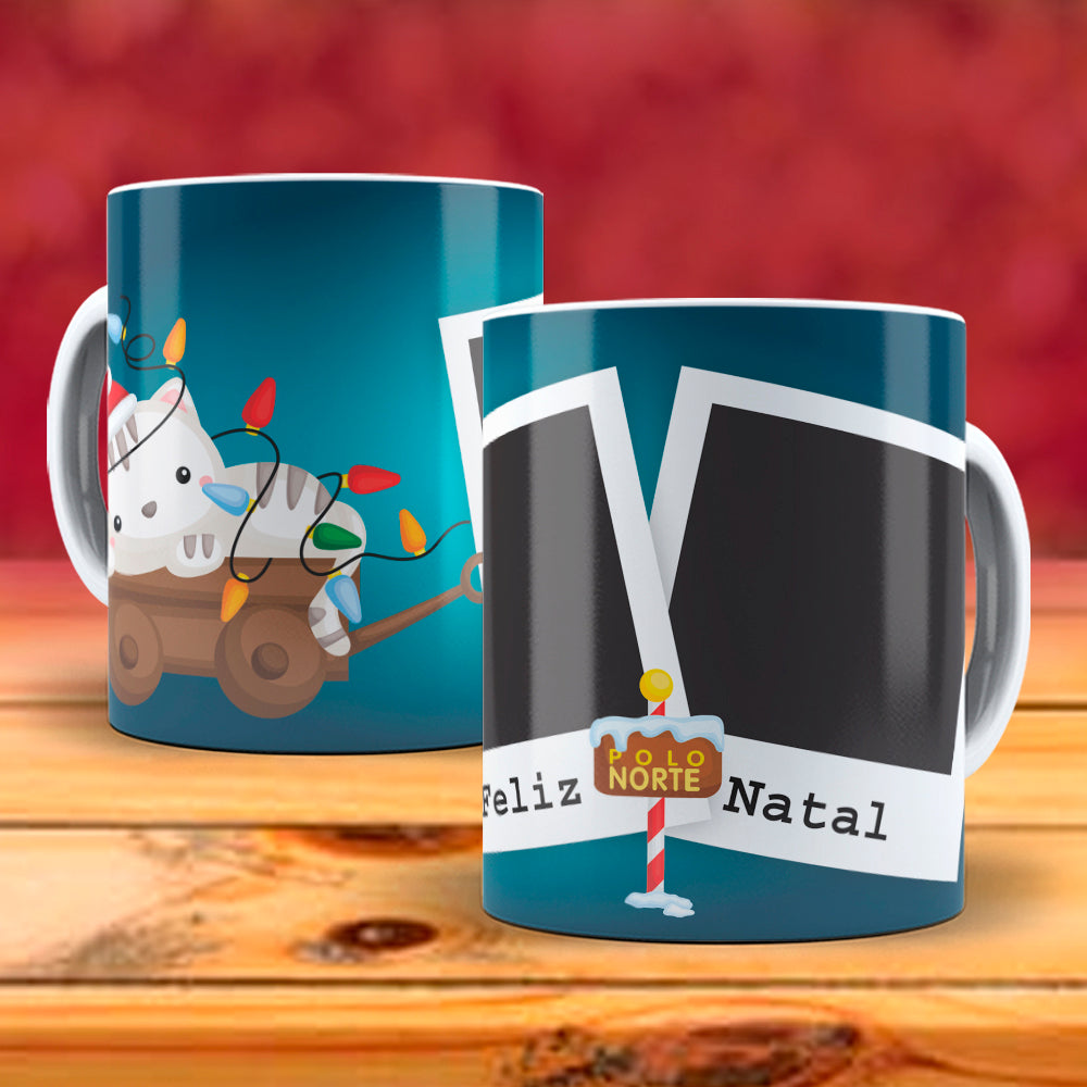 Christmas Photo Mug Sublimation PNG Bundle | Add Your Own Photo Frame Mug Wrap PNG