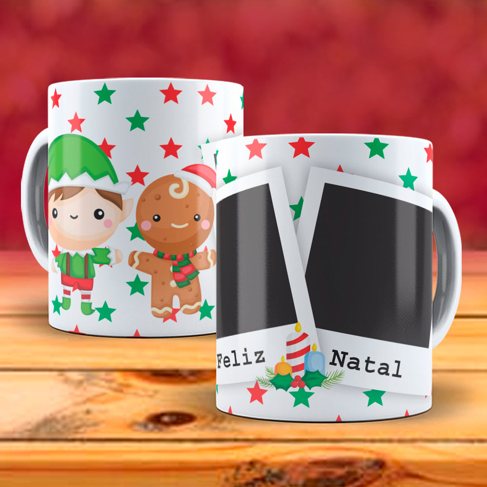 Christmas Photo Mug Sublimation PNG Bundle | Add Your Own Photo Frame Mug Wrap PNG