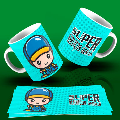 Cute Super Professions Mug Sublimation PNG Bundle | Chibi Superhero Career Coffee Cup Wrap