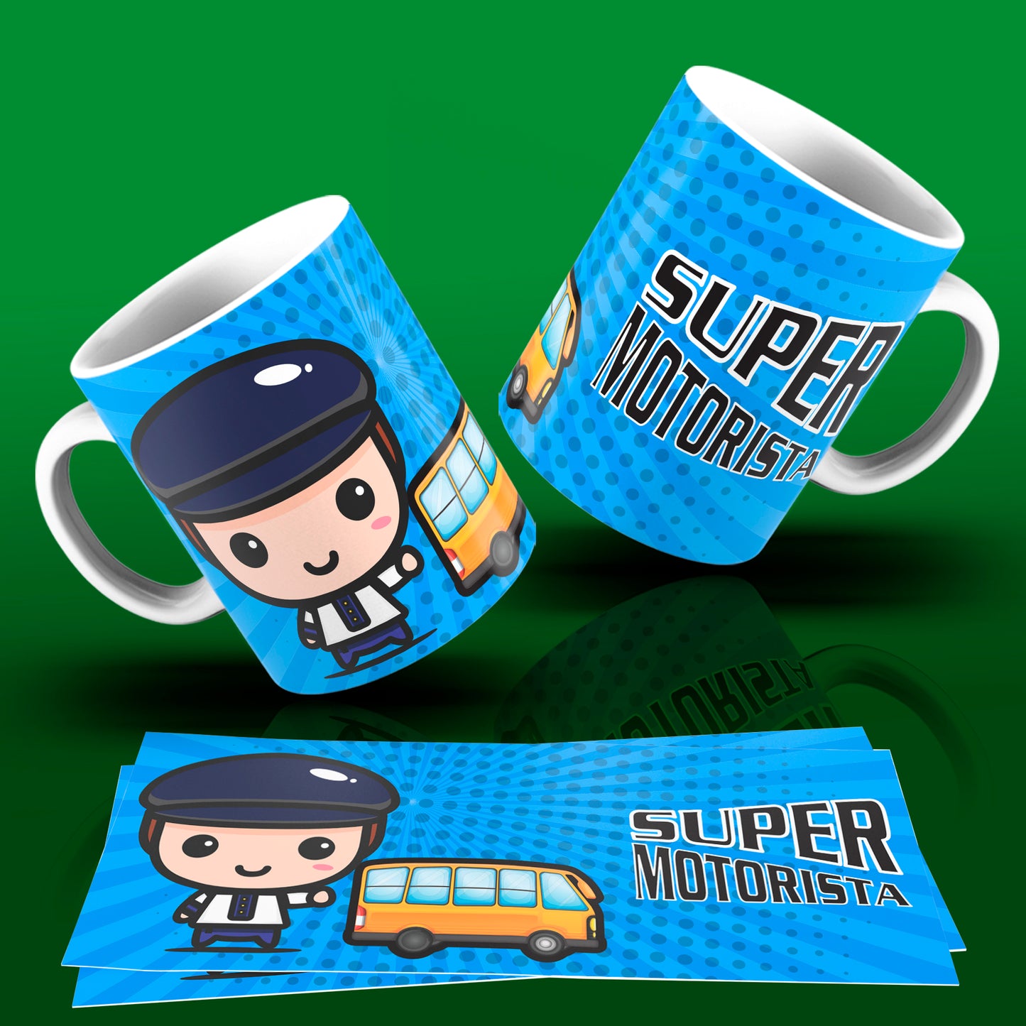 Cute Super Professions Mug Sublimation PNG Bundle | Chibi Superhero Career Coffee Cup Wrap
