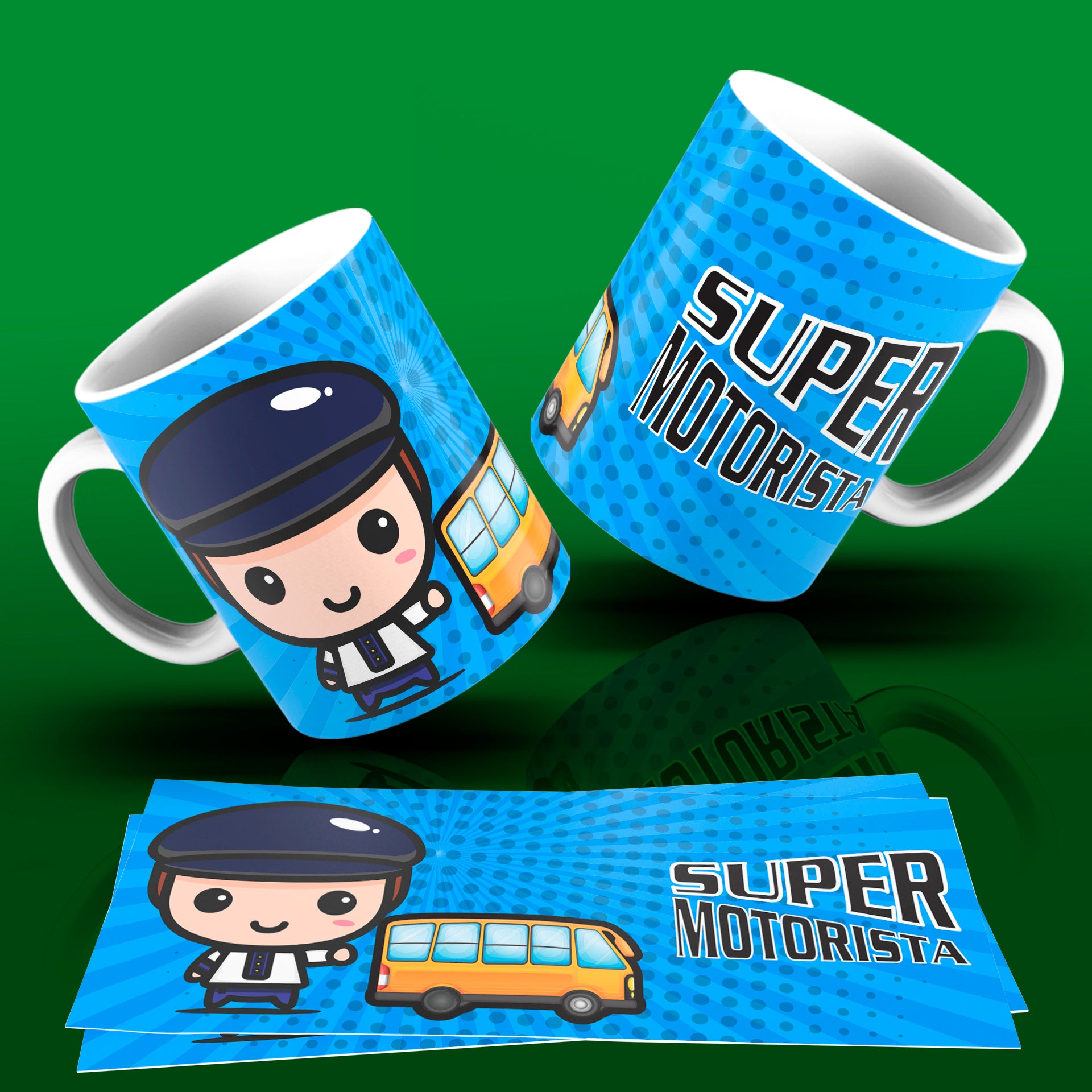 Cute Super Professions Mug Sublimation PNG Bundle | Chibi Superhero Career Coffee Cup Wrap