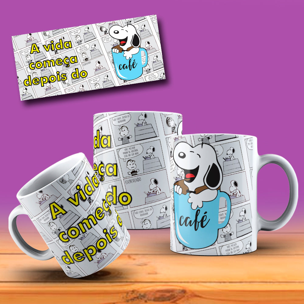Cute Christmas Dog Comic Mug Sublimation Wrap PNG Bundle | Holiday Beagle & Friends Comic Strip Mug Template