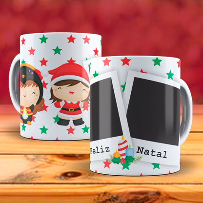 Christmas Photo Mug Sublimation PNG Bundle | Add Your Own Photo Frame Mug Wrap PNG
