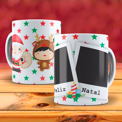 Christmas Photo Mug Sublimation PNG Bundle | Add Your Own Photo Frame Mug Wrap PNG