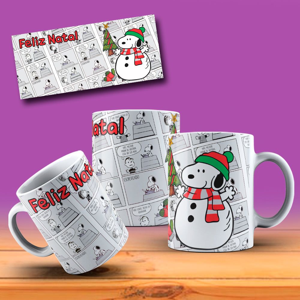 Cute Christmas Dog Comic Mug Sublimation Wrap PNG Bundle | Holiday Beagle & Friends Comic Strip Mug Template