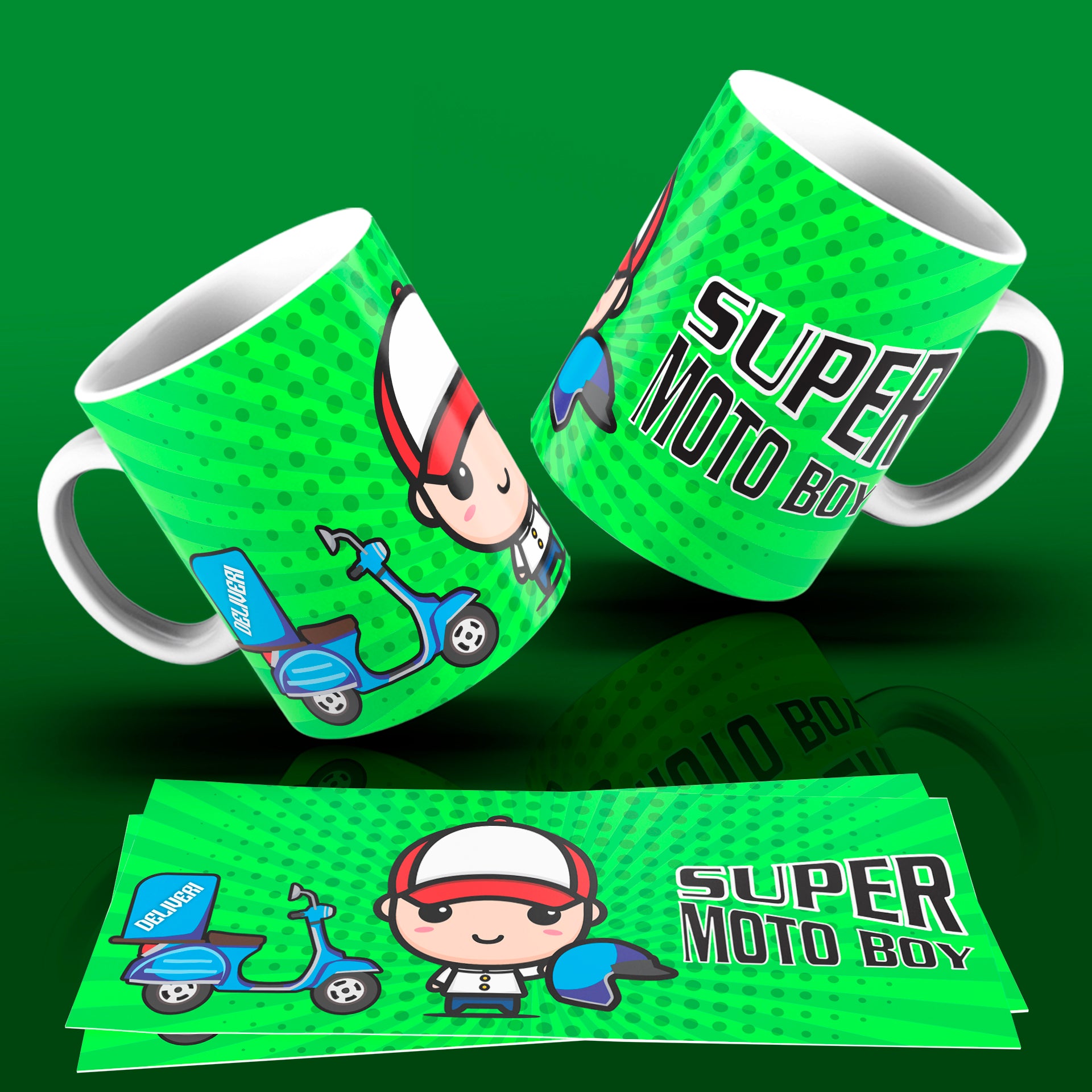 Cute Super Professions Mug Sublimation PNG Bundle | Chibi Superhero Career Coffee Cup Wrap
