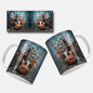 3D Guitar Mug Wrap Design Collection. 3D Guitar Mug Wrap depicting a guitar breaking through blue and red brick textures.