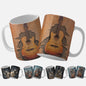 3D Guitar Mug Wrap Design Collection. 3D Guitar Mug Wrap showcasing a guitar smashing through a weathered and textured surface.