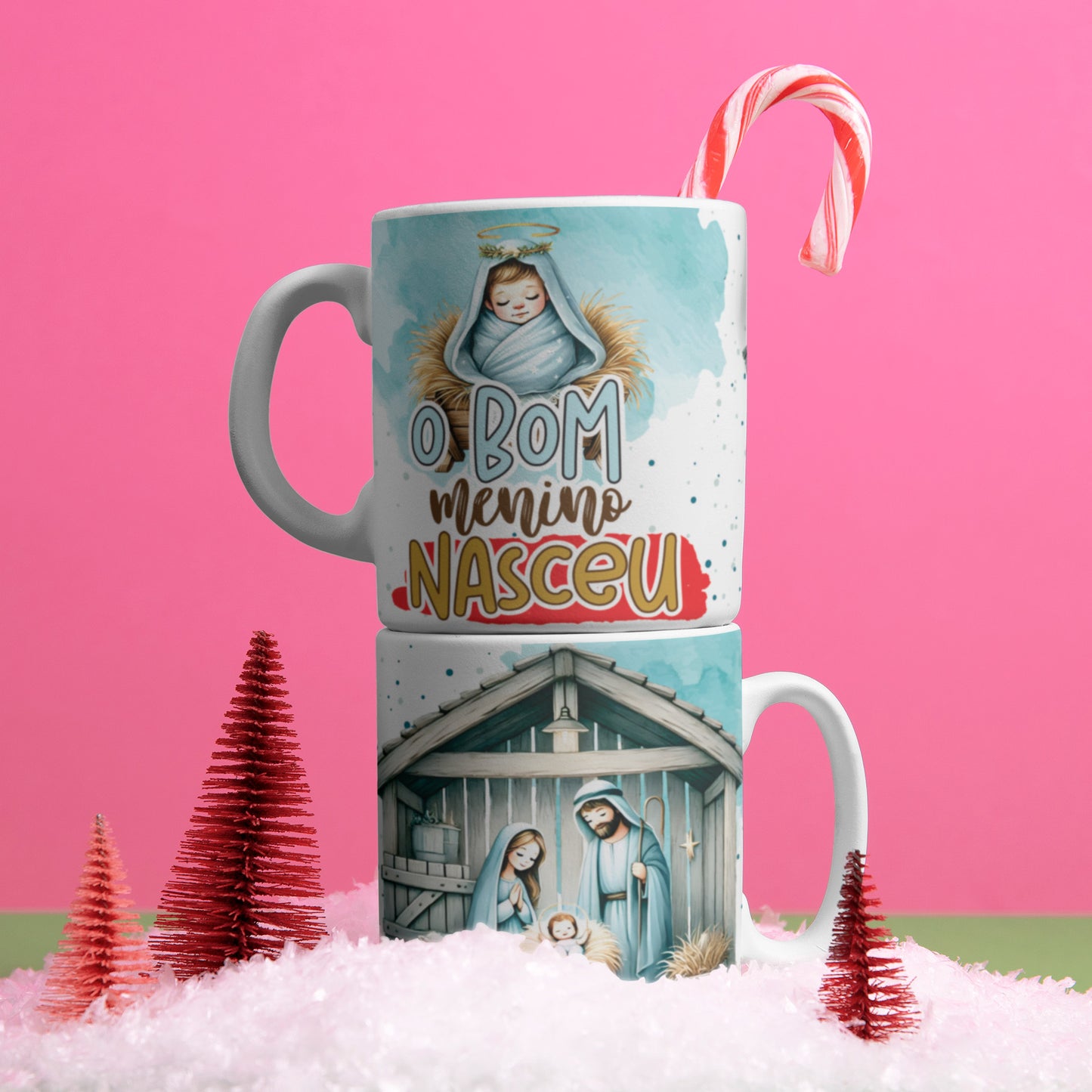 Christian Christmas Mug Sublimation Bundle | Nativity Scene Mug Wrap PNG | Jesus Is Born Holiday Coffee Cup Design