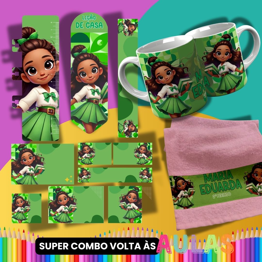 Back to School Sublimation Bundle PNG | Cute Princess School Set PNG | Mug Wrap, Hand Towel Template, Ruler, Bookmark, Pencil Wrap | School Labels PNG