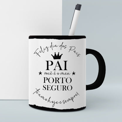 Father's Day Mug Sublimation PNG Bundle | Minimalist Black and White Portuguese Dad Quotes Coffee Cup Wrap
