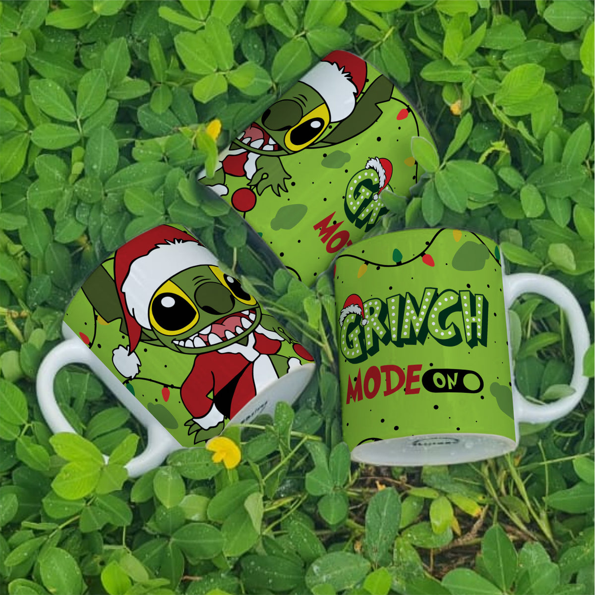 Christmas Stitch Mug Sublimation Design | Grinch Mode On Funny Mug Wrap PNG