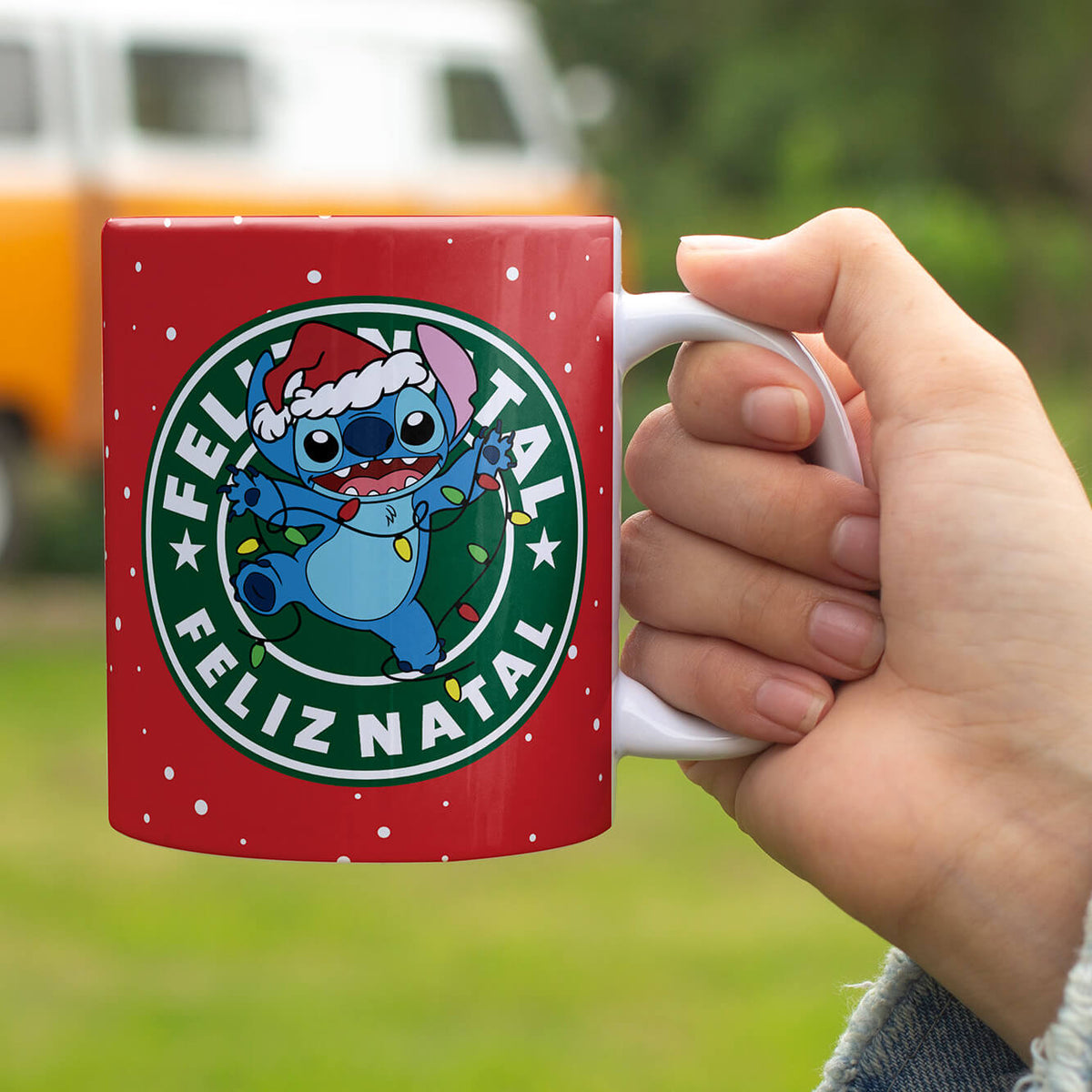 Christmas Coffee Logo Mug Sublimation Design | Cute Blue Alien Holiday Mug Wrap PNG