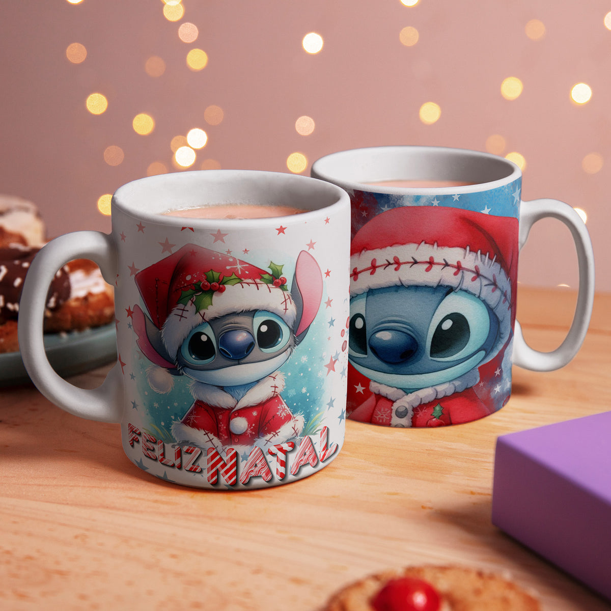 Christmas Alien Mug Sublimation Bundle | Cute Blue Character Holiday Mug Wrap PNG