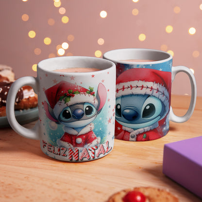 Christmas Alien Mug Sublimation Bundle | Cute Blue Character Holiday Mug Wrap PNG