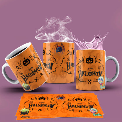 Cute Halloween Mug Sublimation PNG Bundle | Spooky Ghost & Witch Mug Wrap 11oz 15oz Template