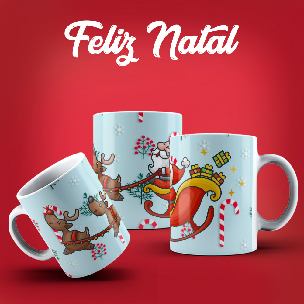 Cute Christmas Mug Sublimation PNG Bundle | Festive Santa Cats Reindeer Elves Coffee Cup Wrap PNG