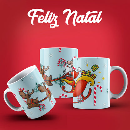 Cute Christmas Mug Sublimation PNG Bundle | Festive Santa Cats Reindeer Elves Coffee Cup Wrap PNG