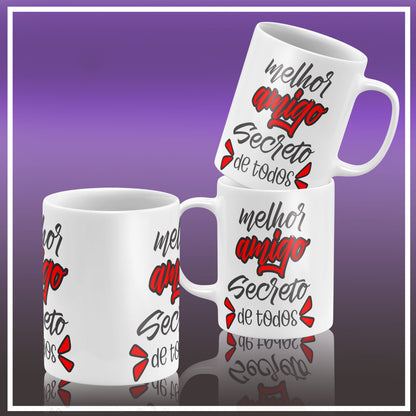 Secret Santa Portuguese Mug Sublimation PNG Bundle | Cute Amigo Secreto Coffee Cup Design Template