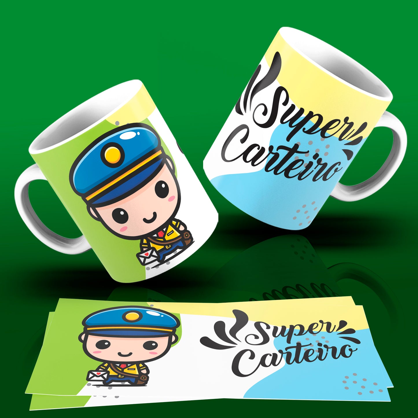 Cute Super Professions Mug Sublimation PNG Bundle | Chibi Superhero Career Coffee Cup Wrap