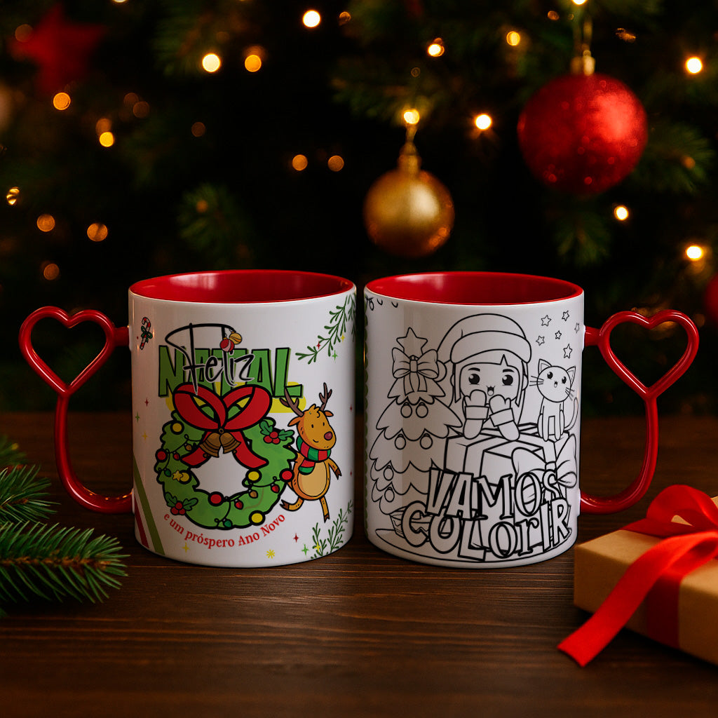 Interactive Kids Christmas Gift | Personalized Name Coloring Mug PNG