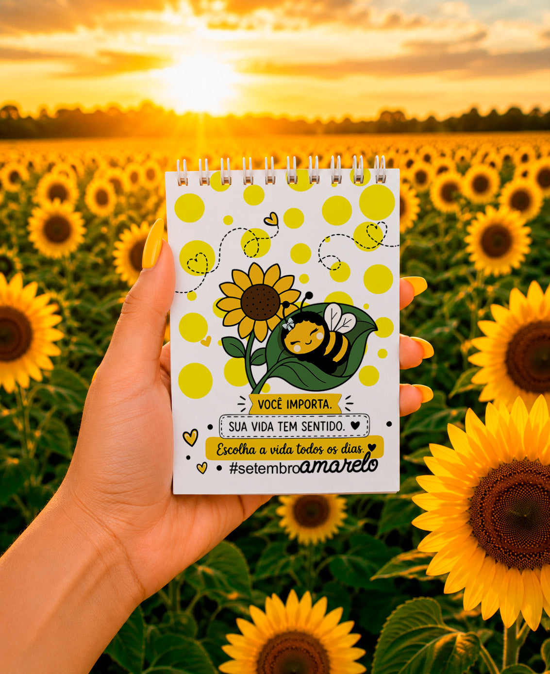 Yellow September Planner Cover Sublimation PNG Bundle, Cute Bee Sunflower Mental Health Journal Cover PNG
