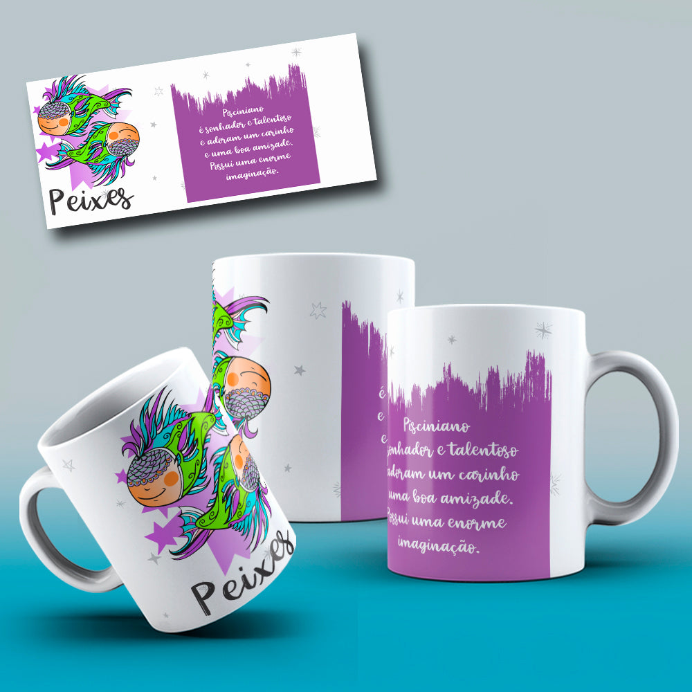 Cute Zodiac Mug Sublimation PNG Bundle | Astrology Signs Coffee Cup Wrap