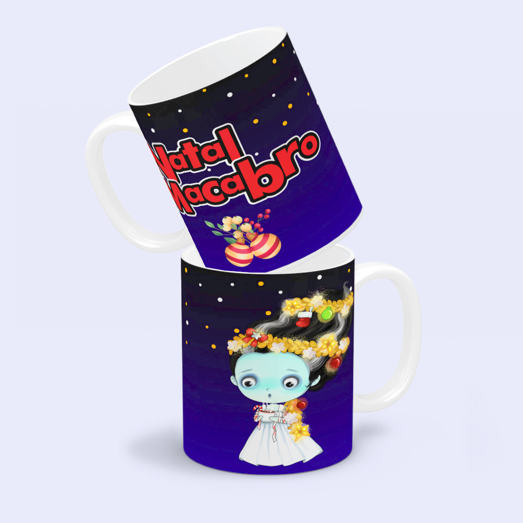 Cute Horror Christmas Mug Sublimation PNG Bundle | Chibi Horror Villains Natal Macabro Coffee Cup Design