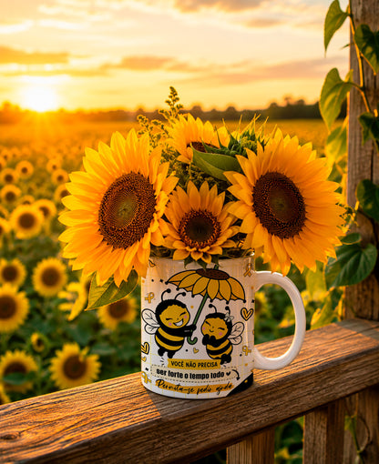 Yellow September Mental Health Awareness Mug Wrap Sublimation PNG Bundle | Cute Bee Sunflower Self Care Mug PNG