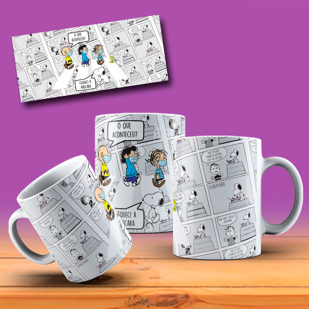Cute Christmas Dog Comic Mug Sublimation Wrap PNG Bundle | Holiday Beagle & Friends Comic Strip Mug Template