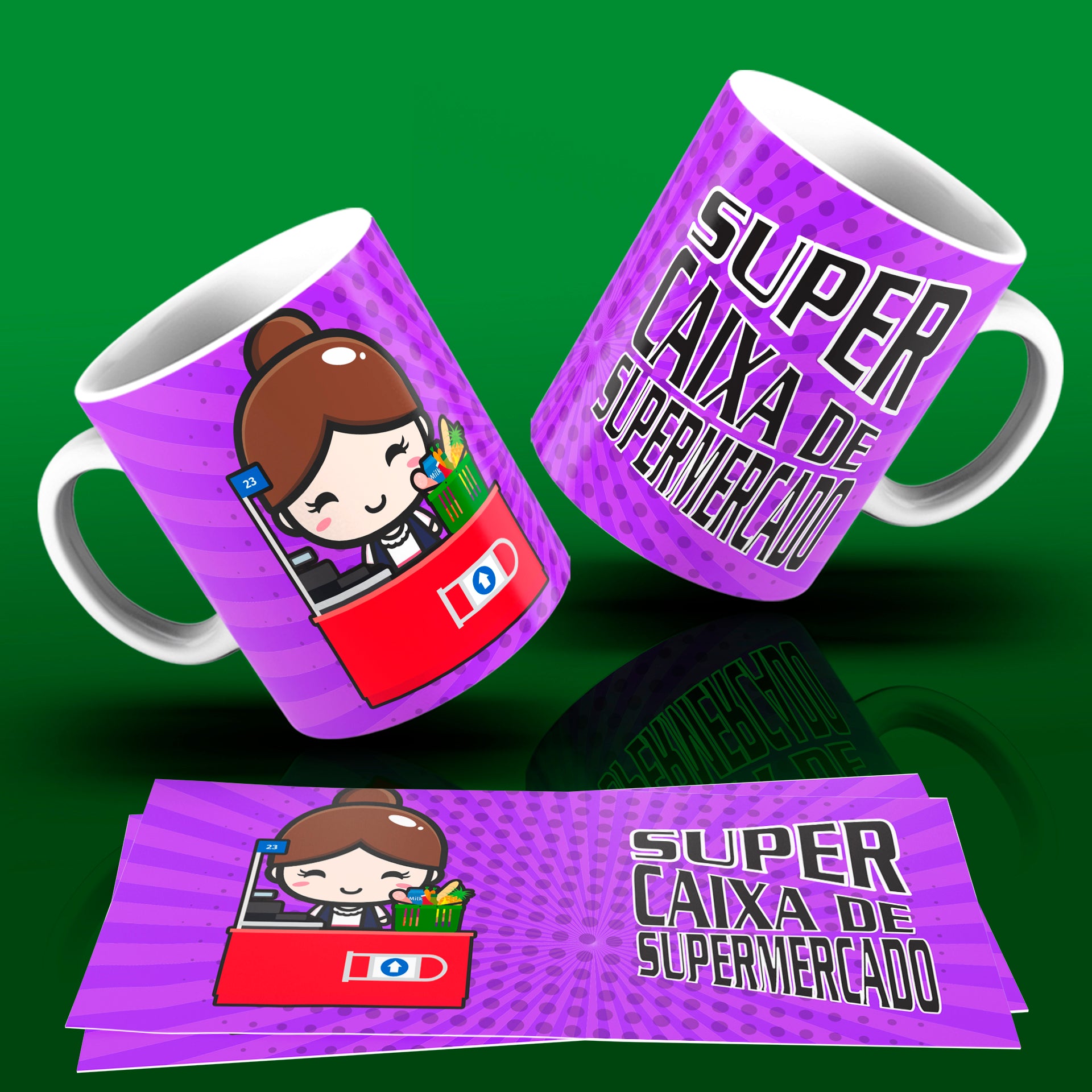 Cute Super Professions Mug Sublimation PNG Bundle | Chibi Superhero Career Coffee Cup Wrap