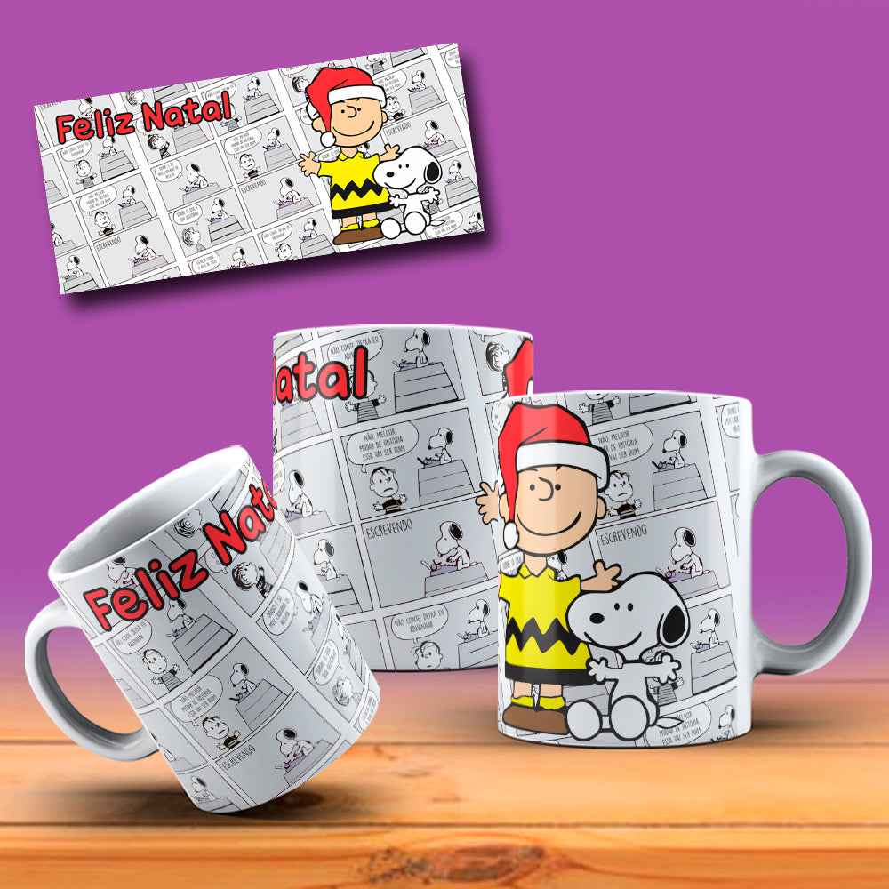 Cute Christmas Dog Comic Mug Sublimation Wrap PNG Bundle | Holiday Beagle & Friends Comic Strip Mug Template
