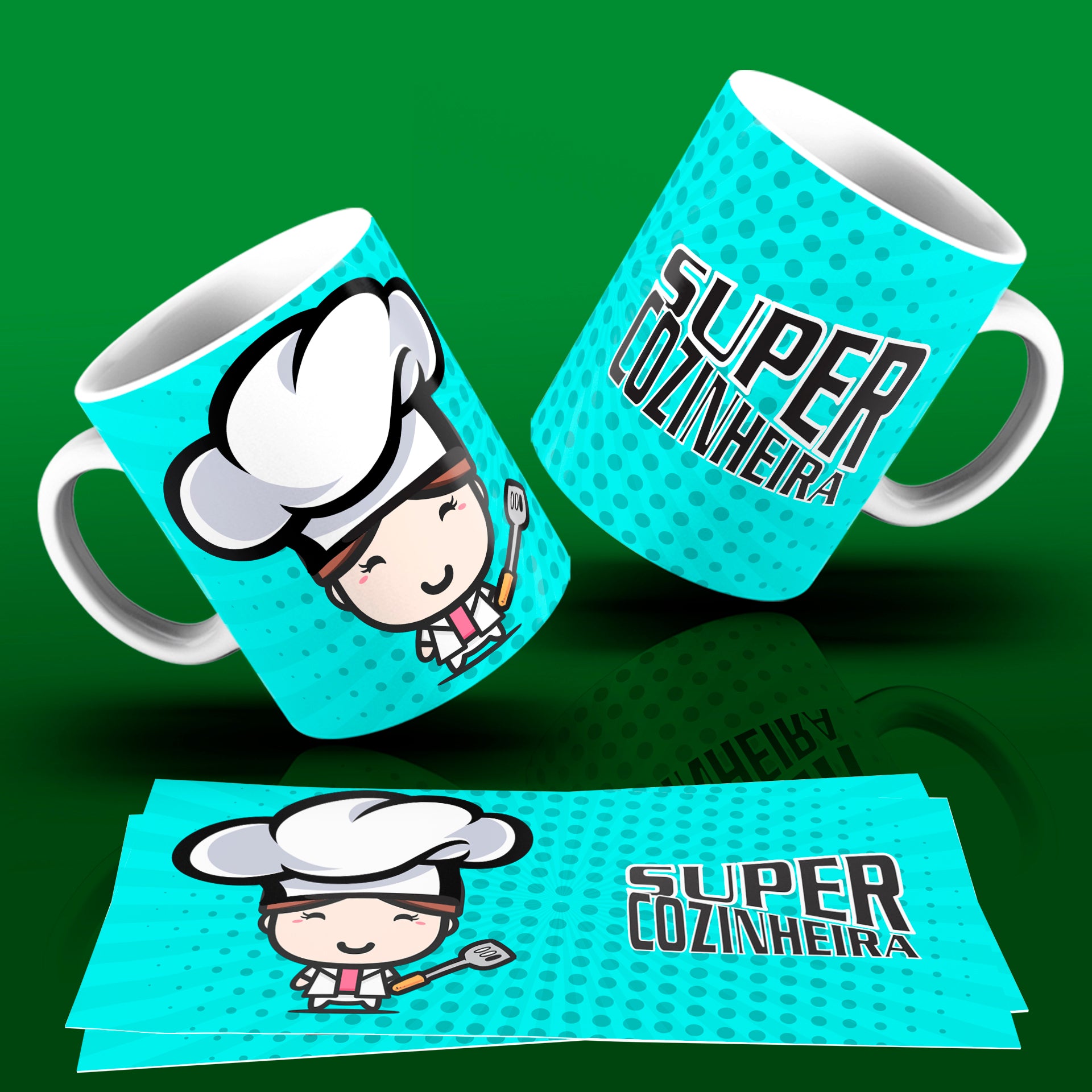 Cute Super Professions Mug Sublimation PNG Bundle | Chibi Superhero Career Coffee Cup Wrap