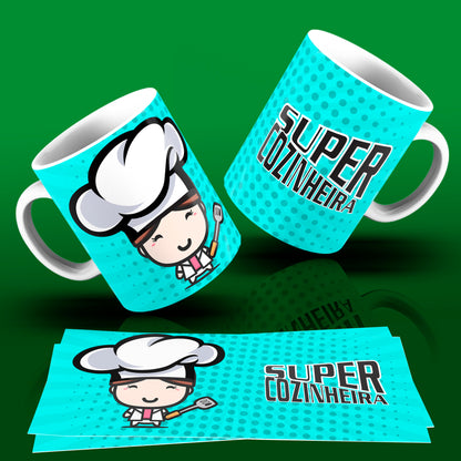 Cute Super Professions Mug Sublimation PNG Bundle | Chibi Superhero Career Coffee Cup Wrap