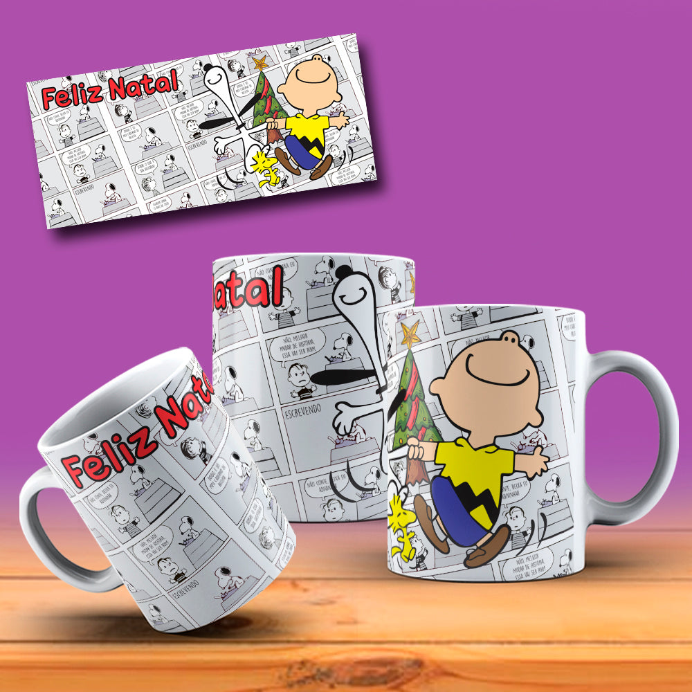 Cute Christmas Dog Comic Mug Sublimation Wrap PNG Bundle | Holiday Beagle & Friends Comic Strip Mug Template