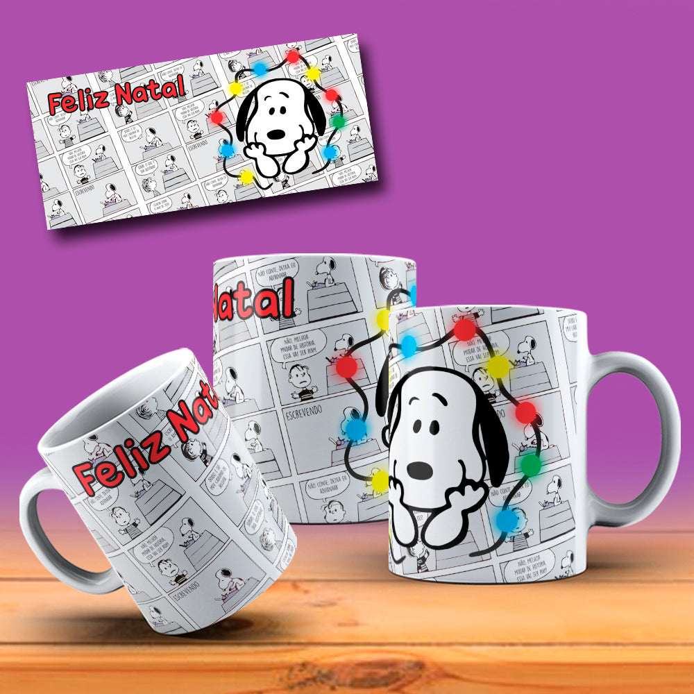 Cute Christmas Dog Comic Mug Sublimation Wrap PNG Bundle | Holiday Beagle & Friends Comic Strip Mug Template