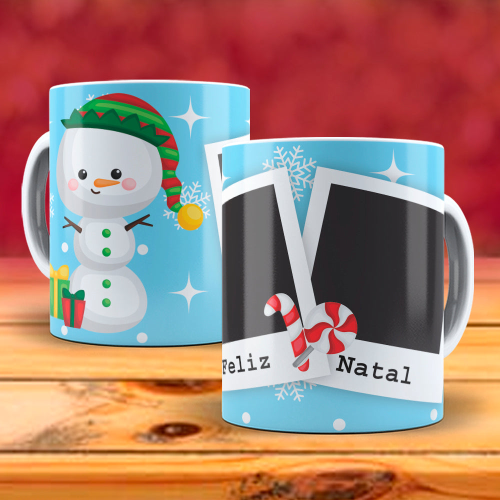 Christmas Photo Mug Sublimation PNG Bundle | Add Your Own Photo Frame Mug Wrap PNG
