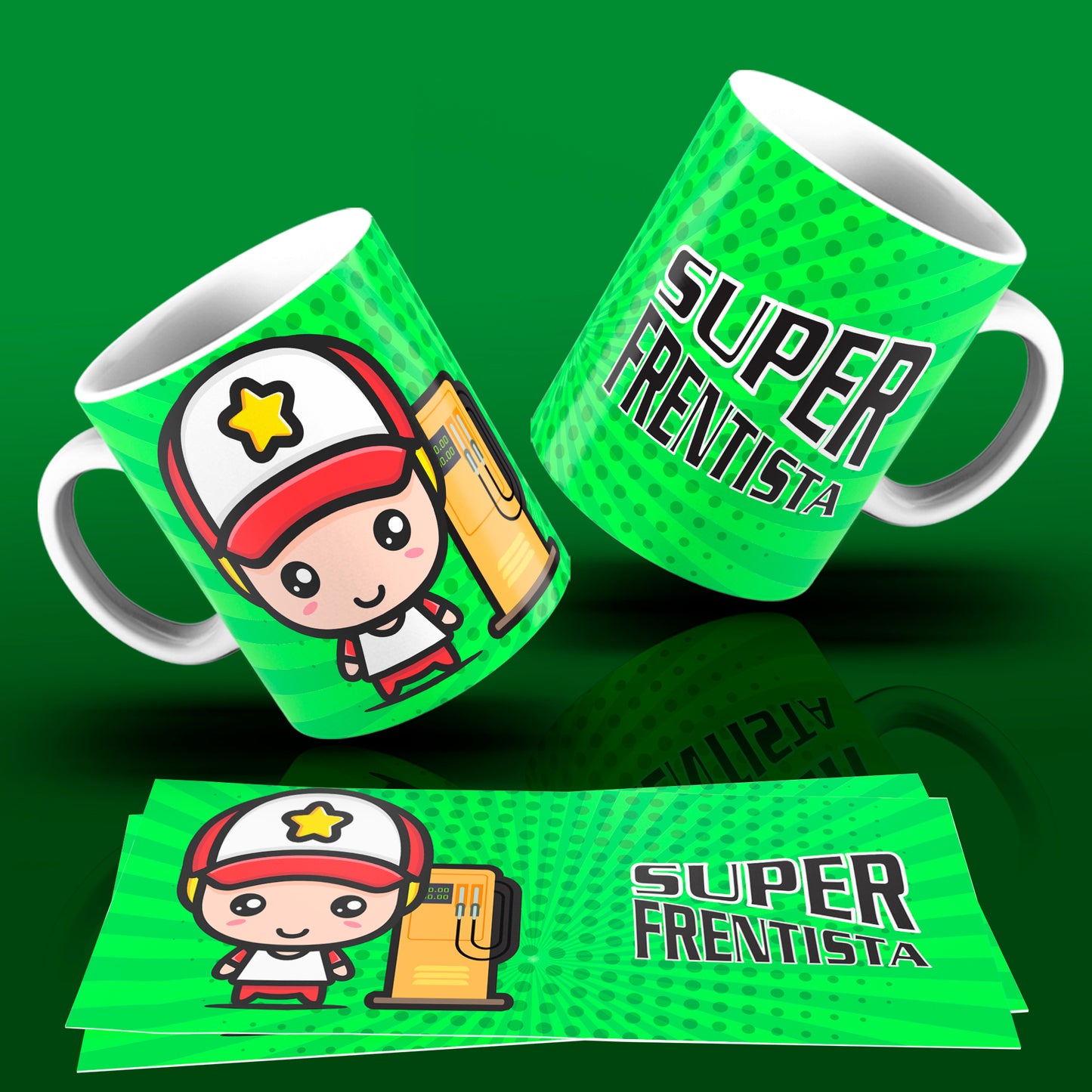 Cute Super Professions Mug Sublimation PNG Bundle | Chibi Superhero Career Coffee Cup Wrap