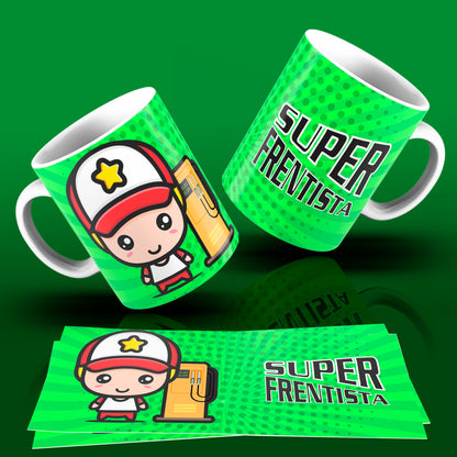 Cute Super Professions Mug Sublimation PNG Bundle | Chibi Superhero Career Coffee Cup Wrap