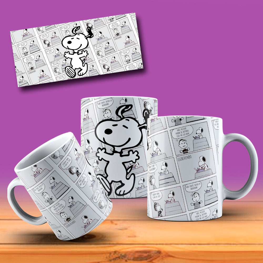 Cute Christmas Dog Comic Mug Sublimation Wrap PNG Bundle | Holiday Beagle & Friends Comic Strip Mug Template