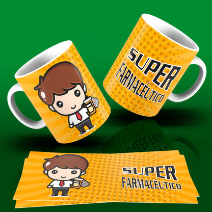 Cute Super Professions Mug Sublimation PNG Bundle | Chibi Superhero Career Coffee Cup Wrap