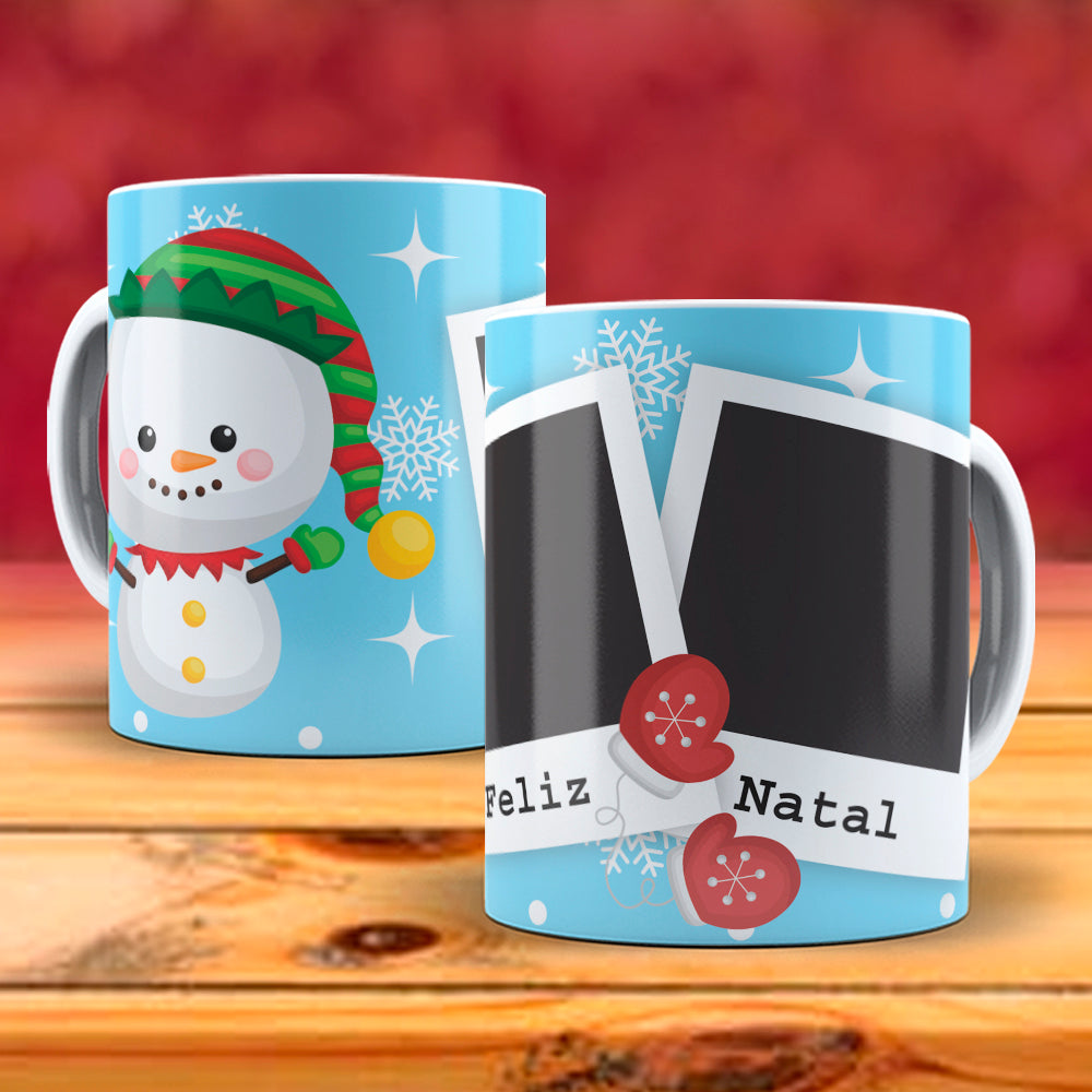 Christmas Photo Mug Sublimation PNG Bundle | Add Your Own Photo Frame Mug Wrap PNG