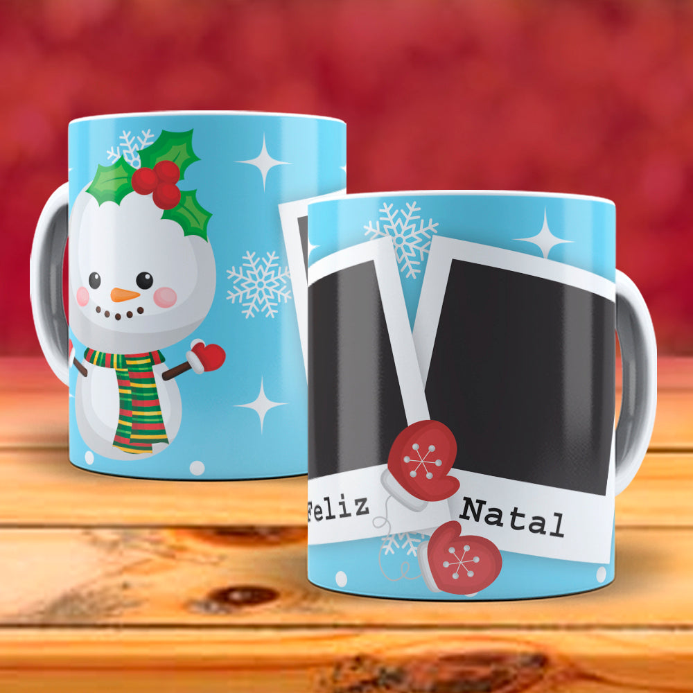 Christmas Photo Mug Sublimation PNG Bundle | Add Your Own Photo Frame Mug Wrap PNG