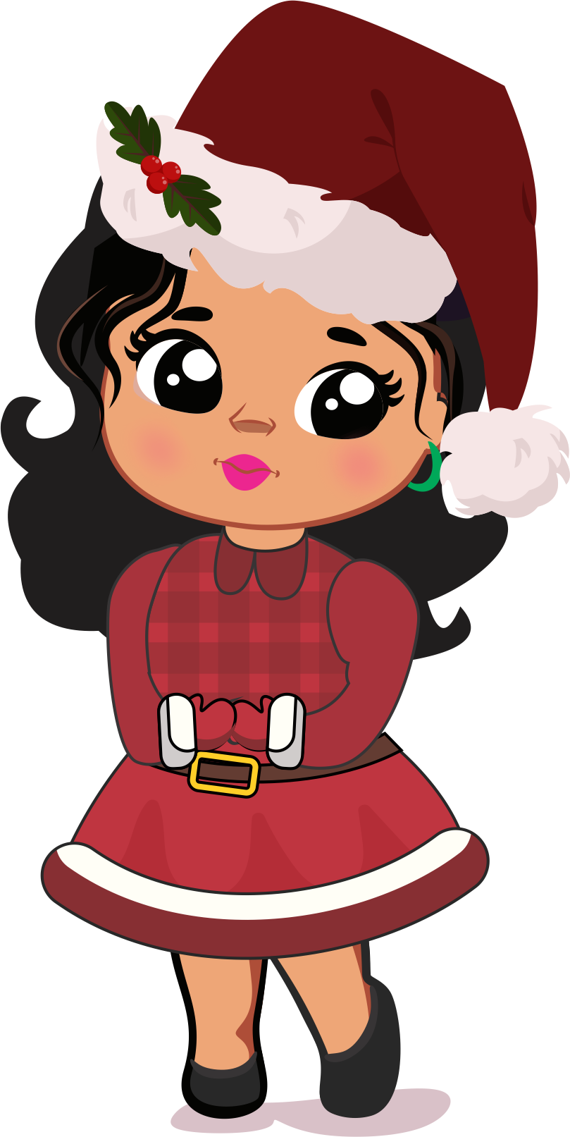 Cute Christmas Girl PNG Bundle | Chibi Santa Girl Clipart