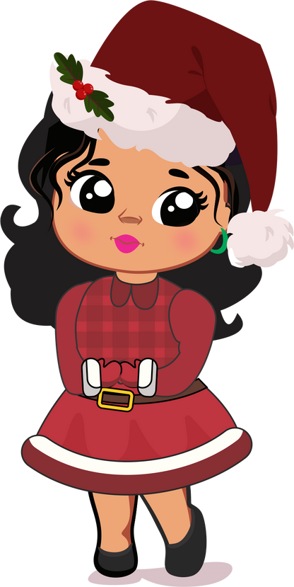 Cute Christmas Girl PNG Bundle | Chibi Santa Girl Clipart